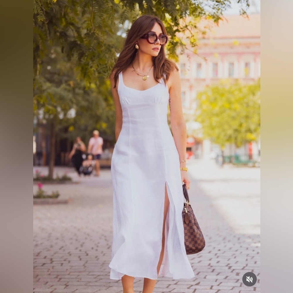 NWT Zara Linen Midi Dress in White size M